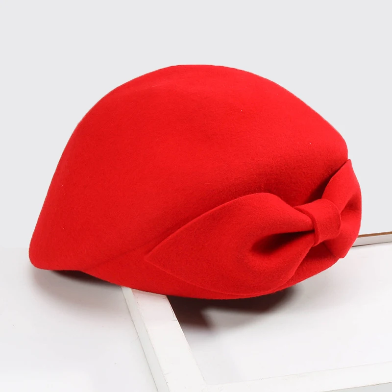 Wool Lucy Bow Beret For Women In 4 Colors