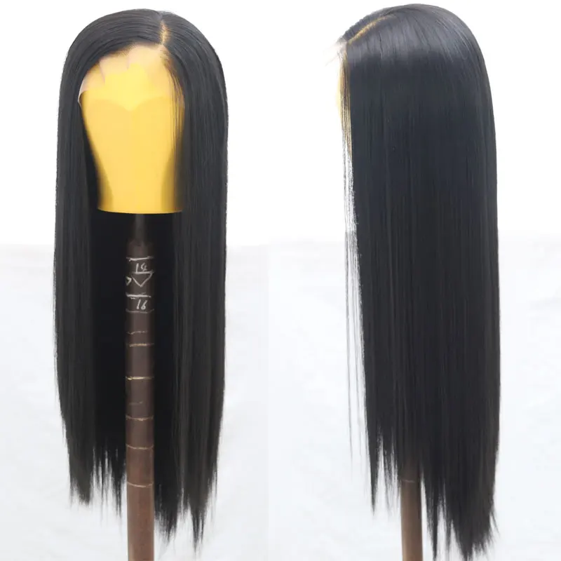 Bombshell синтетический 13*6 большой парик фронта шнурка прямой термостойкие волокна волос естественная линия волос сторона расставания для женщин парики