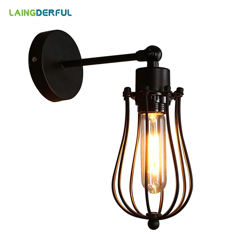 

LAINGDERFUL Vintage Loft Industrial Decor Wall Lamps Iron Retro Inwall Lights Decorative Lamp For Corridor Bar Wall Lamps