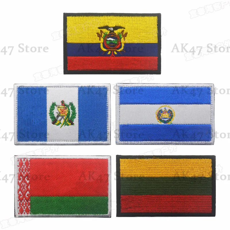 

Ecuador Guatemala Salvador Republic of Lithuania LTU Belarus Flag Patch Tactical Badge Patch Badge for Backpack Jacket Vest cap