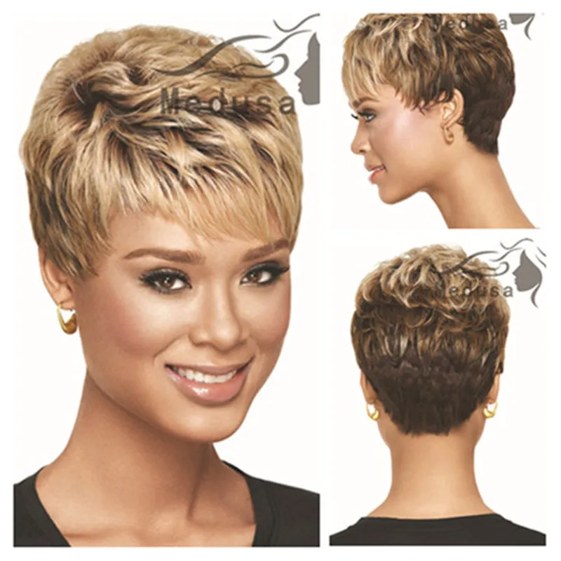

2015 New Women Nice Short Natural Curly Wig Stylish Lady Blonde Synthetic Hair Wigs Free Shipping