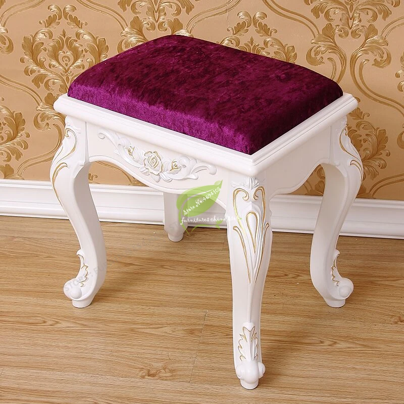 Европейский стиль твердый деревянный стул для кормления квадратная Ткань Арт туалетный модный табурет макияж домашняя скамья Красивая первая