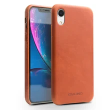 QIALINO, Стильный чехол из натуральной кожи для Apple iphone XR, 6,1 дюймов, ультра тонкий, ручной работы, противоударный, задняя крышка для iphone XR