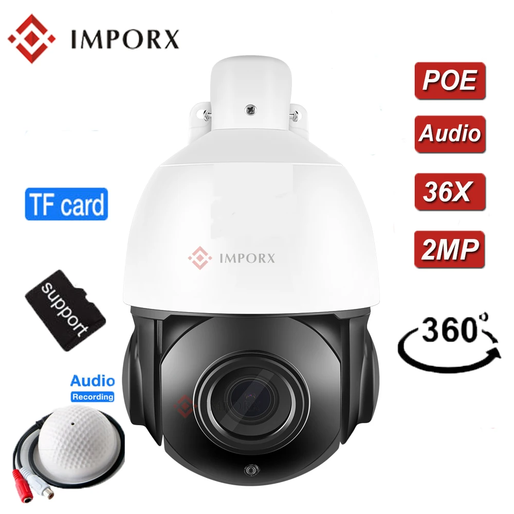 

IMPORX 360 POE 2MP Camera Outdoor 36X Zoom 1080P Video IP PTZ Camera HD IP67 Waterproof 70M IR Night Vision Security CCTV Camera