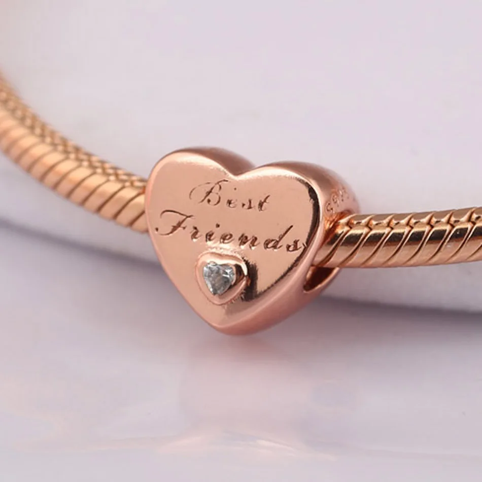 925 Sterling Silver Bead Charm fit Pandora Bangle Bracelet Best Friends