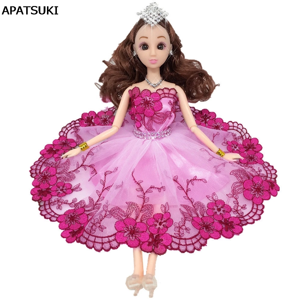 Pink Flower Leaves Crystal Dancing Costume Fashion Clothes For 1//6 Doll Dress