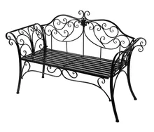 HLC Black Outdoor Romance Two Seat Bench for Garden Park Path Lawn Seat Chair Christmas Gift