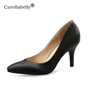 

New 2019 Women's High Heels Sheepskin Women Pumps Sexy Bride Party Thin Heel Pointed Toe High Heel Shoes Plue Size 34-41