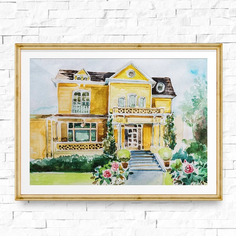 Desperate Housewives Watercolor Houses Wall Art Prints