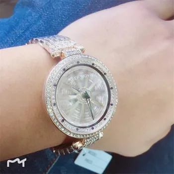 

2019 Luxury Brand Lady Steel Watch Women Dress Watch Fashion Quartz Watches Female Rotating Wristwatches relogio feminino
