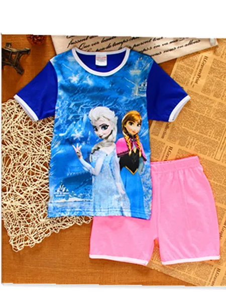 Летний Пижамный комплект для мальчиков и девочек, брендовая Домашняя одежда с героями мультфильмов, комплект одежды принцессы для девочек, детские пижамы, детские пижамы - Цвет: style 5