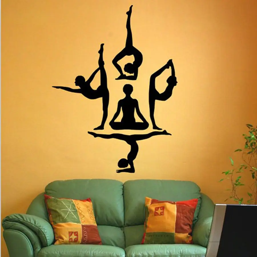 Free shipping Yoga wall stickers Yoga Poses WALL VINYL STICKER DECALS