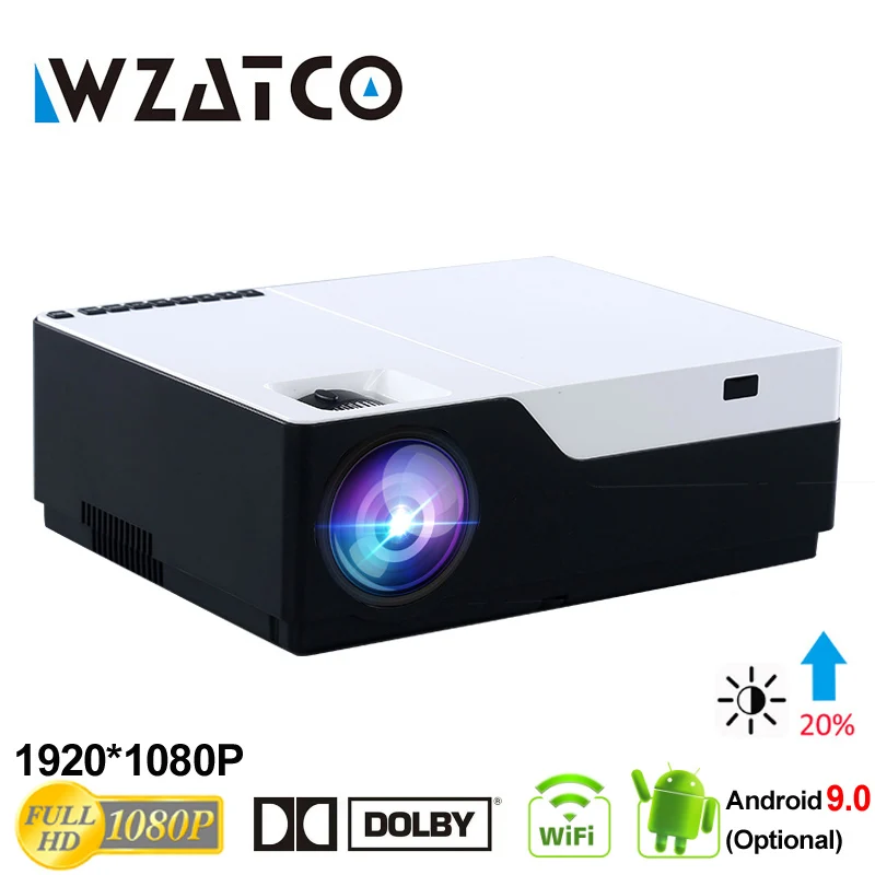 WZATCO 1080P FULL HD светодиодный видеопроектор 5500Lu Android 9 0 WIFI поддержка AC3 Beamer Proyector для