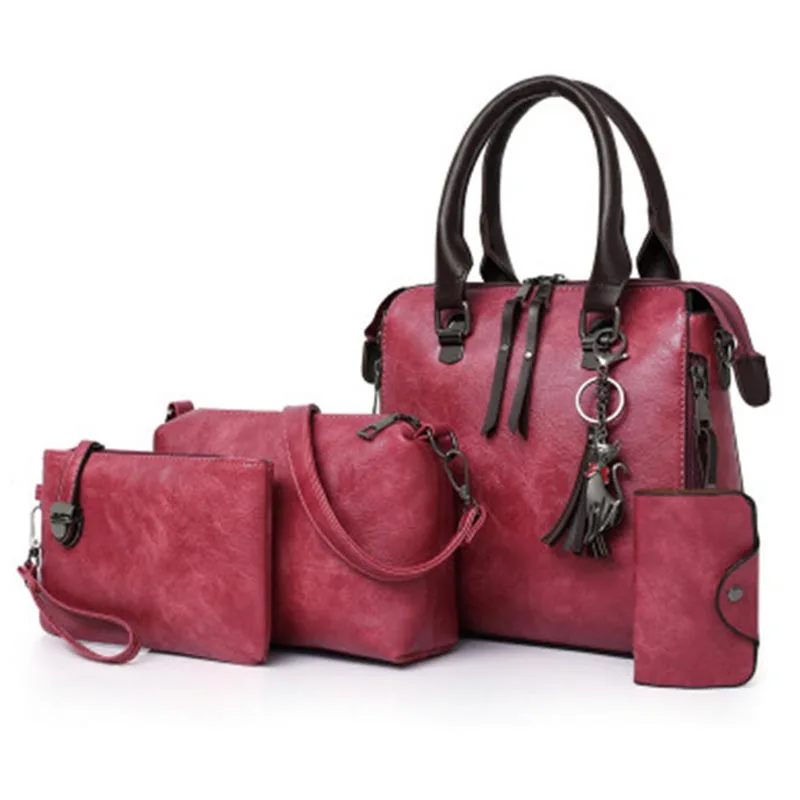 1 комплект, женская сумка через плечо, сумочка, кошелек из искусственной кожи, винтажная сумка для путешествий, MSJ99