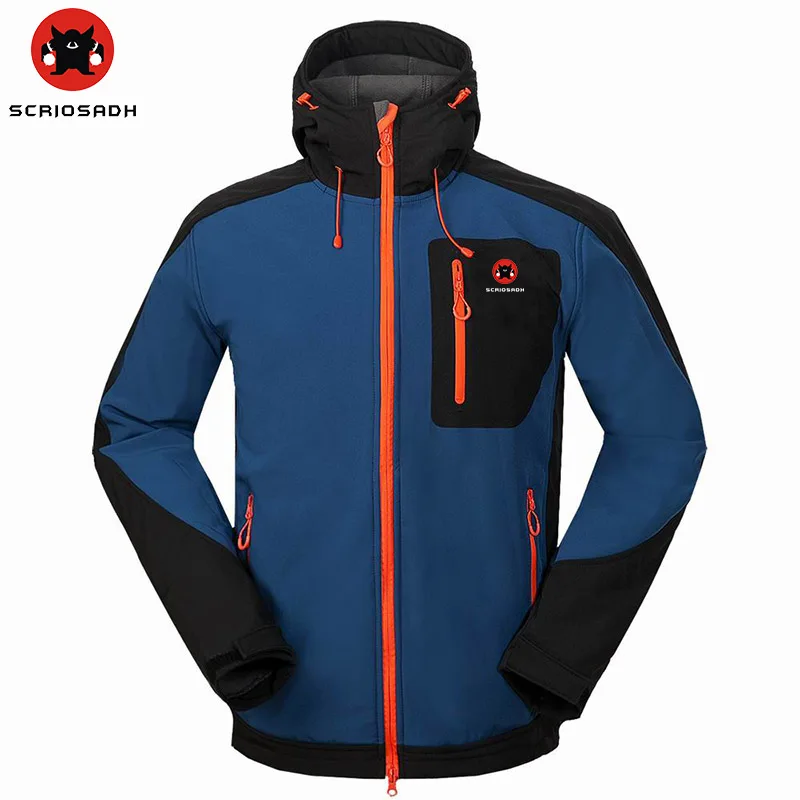 

SCRIOSADH High Quality Outdoor Waterproof Windproof Men Fleece Skiing Soft shell Jacket Thermal Camping Hiking Outdoor Jacket