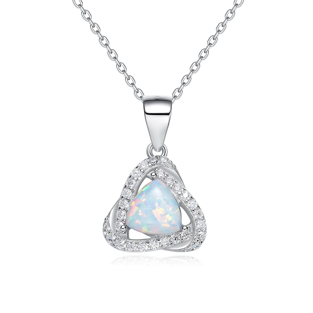 

Heezen White Blue Imitation Opal Pendant Beautiful Silver Women Necklace Fashion Jewelry Valentine's Day Bijoux Gift for Lover