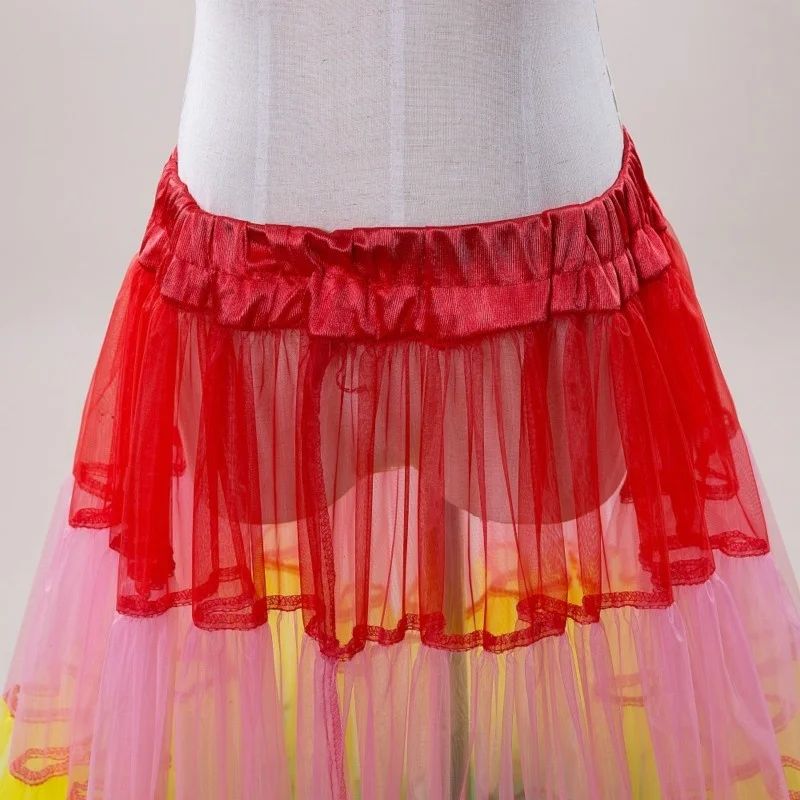 Новая длинная многоцветная Нижняя юбка кринолин нижняя юбка обруч скольжения свадебное платье бальное