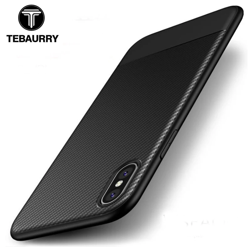 

TEBAURRY Carbon Fiber Case for iphone X 7 8 plus Thin Slim Back Luxury Case for iphone 6S 6 plus Silicon Soft Shell Back Cover