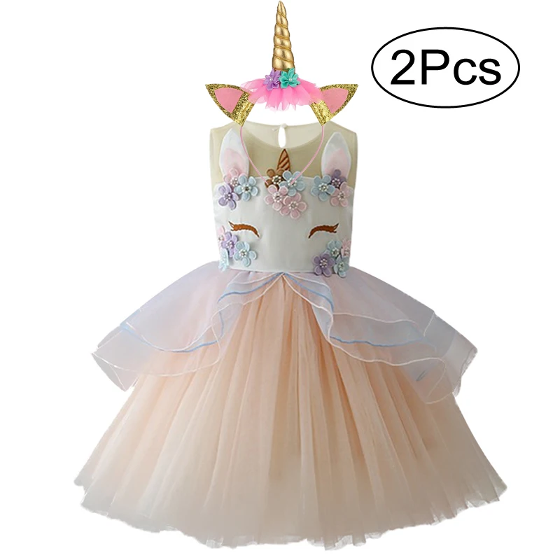 Для маленьких девочек Единорог Платье Пасха выполнение платье детские Одежда для девочек; костюм Детские платья для свадьбы первый день рождения девочки вечерние платье