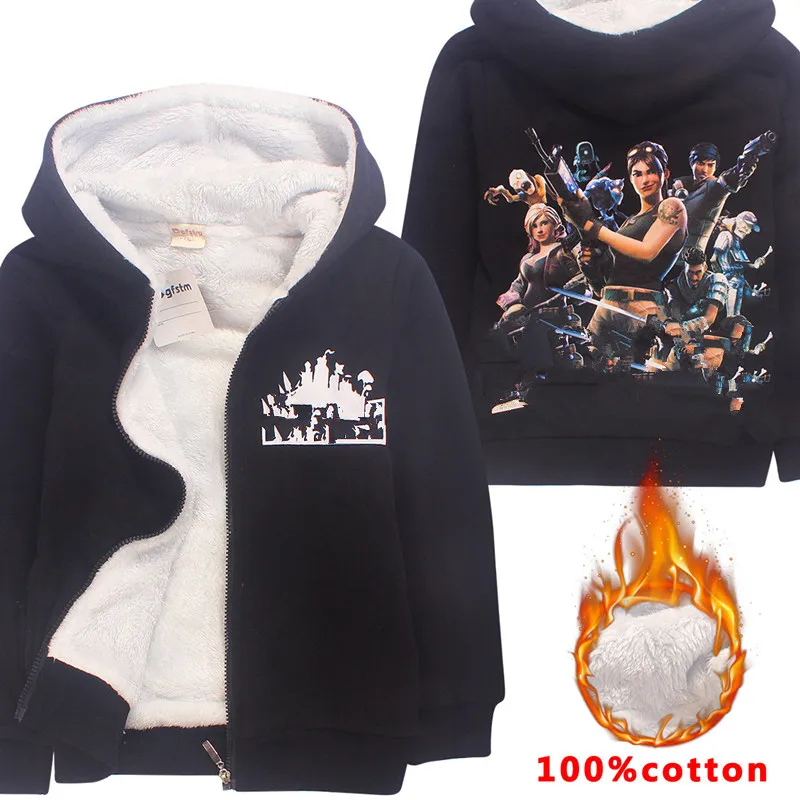 

Cartoon Winter Cotton Boys Long Sleeve Fortnight Hoodies Battle Royal Sweatshirts