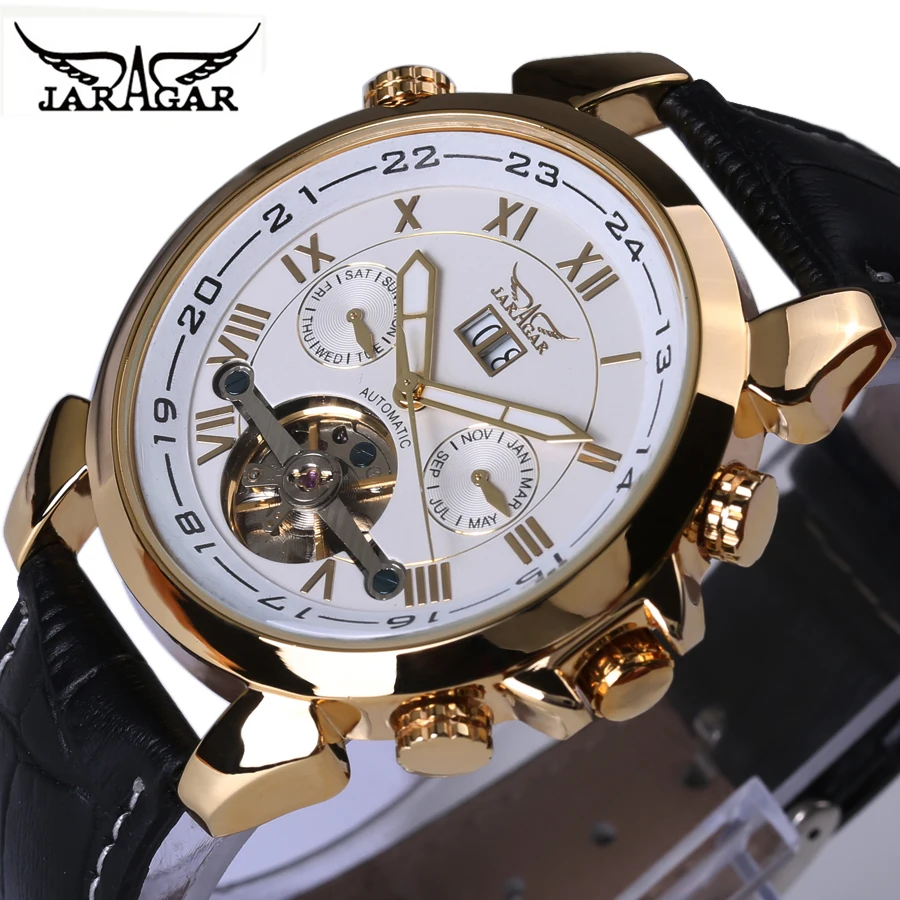 Мужские наручные часы Jaragar Роскошные автоматические механические Tourbillon с