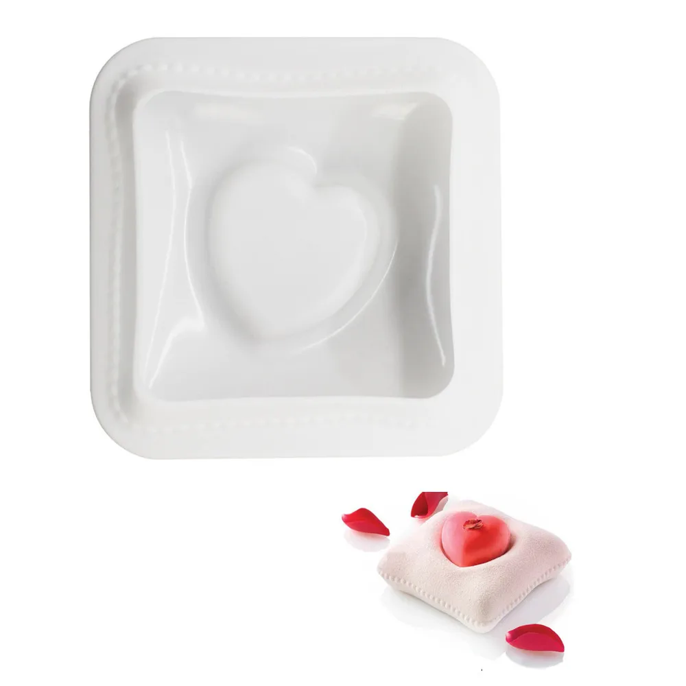 Download White Mini Non stick Cake Molds Heart shape Silicone Mousse Pastry Love Mold Dessert Cake Pan ...