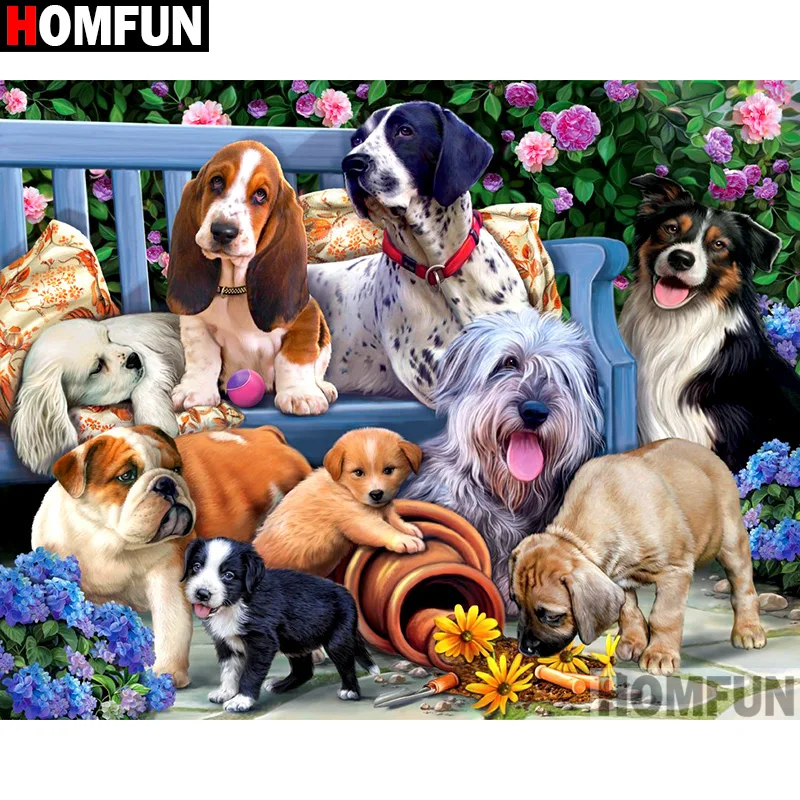 HOMFUN Full Square/Round Drill 5D DIY Diamond Painting &quotAnimal dog&quot Embroidery Cross Stitch 3D Home Decor Gift A12514 | Дом и сад