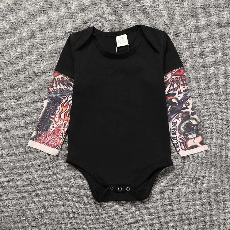 Baby Rompers Tattoo Sleeves Rock Baby Boy Romper Christmas Infant Girls Jumpsuit Long Sleeves Baby Print Clothes Cute Jumpsuit Baby Bodysuits are cool