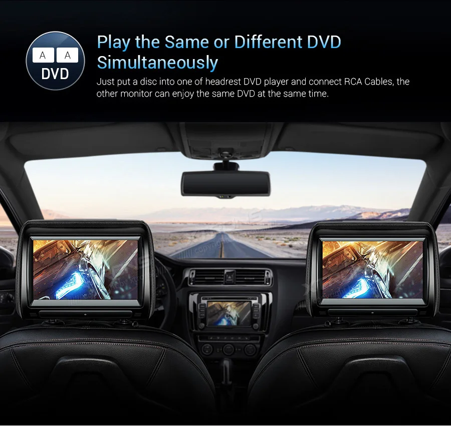 2шт " дюймовый монитор подголовник автомобиля dvd-плеер 1080P видео цифровой сенсорный экран кожаный чехол HDMI USB SD+ IR наушники