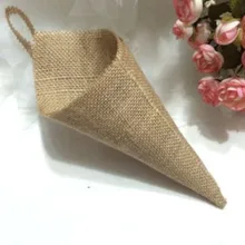 Hessian Hanging Pew Cone pack of 12 Birthday Party Baby Shower Country Wedding Burlap DIY Decorations Flower Holder Organizer