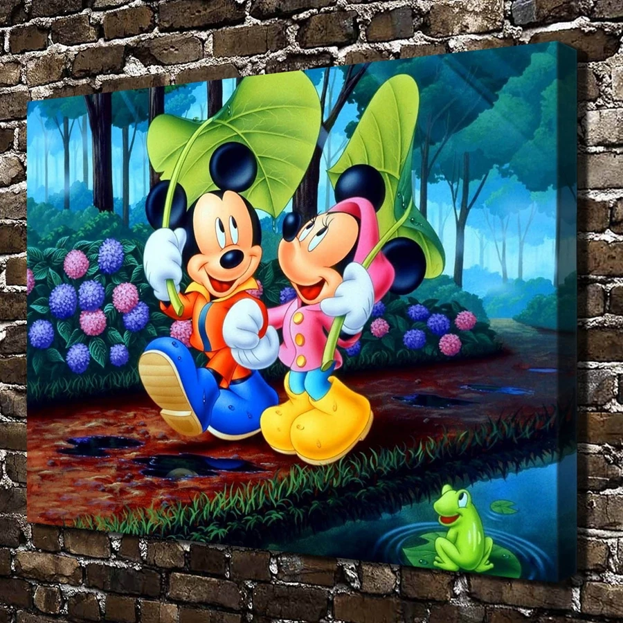 A3201 Mickey Mouse Minnie Anak Kartun Hewan HD Kanvas Cetak