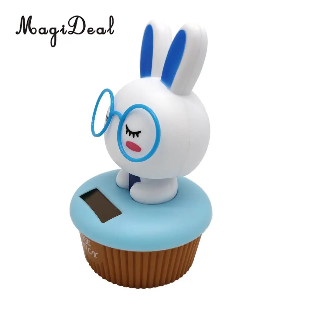  Cartoon Solar Powered Dancing Rabbit Animal Swing Figure Model Toy Dashboard Car Desk Decoration Blue
