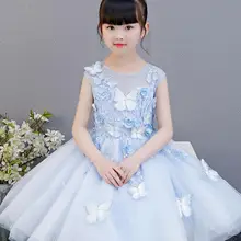 Высококачественные аппликации; кружевное платье с цветочным узором для девочек; нарядное свадебное платье принцессы; платье для крещения для маленьких девочек; платье для первого причастия