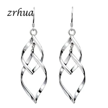 

ZRHUA Vintage Ethnic Long Leaf Earrings Women 2018 Fashion Brand Jewelry Geometric Silver Color Simple Dangle Drop Earrings