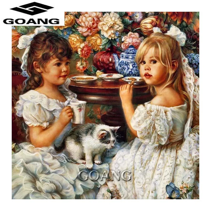 

embroidery diamond Cross Stitch kits full square diamond mosaic 5d diy diamond painting home decor Angel girl and cat