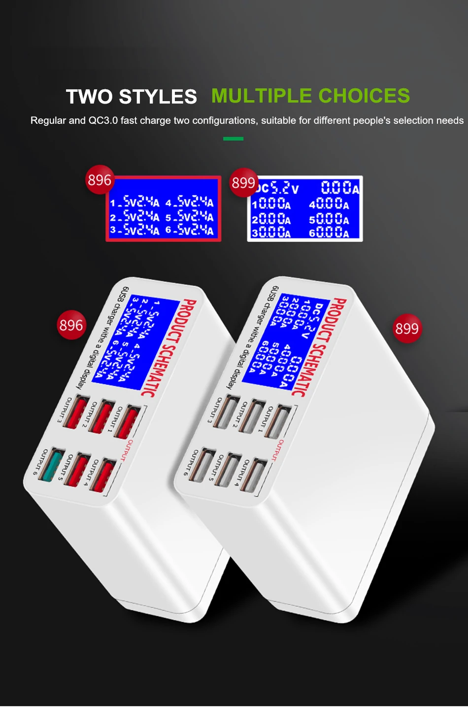 Amstar 6 Порты 40 Вт USB Зарядное устройство Quick Charge 3,0 Быстрая зарядка USB зарядная док-станция с светодиодный Дисплей для iPhone XS samsung S9 Xiaomi