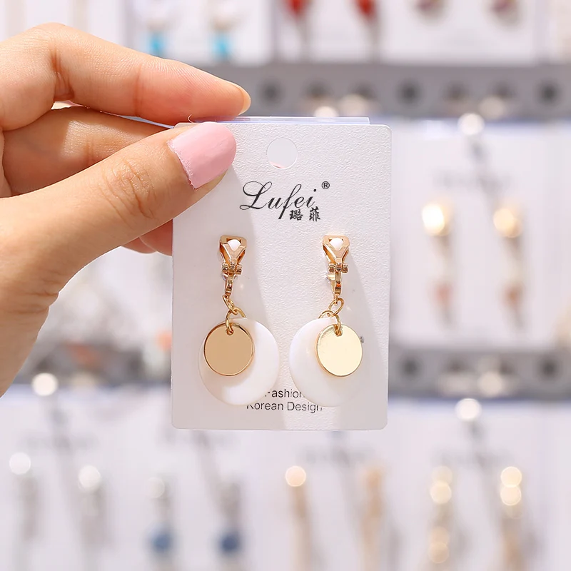JIOFREE Korean geometric Long Clip on Earrings Without Piercing For Women OL Style Party Jewelry Gift ear clip earrings,clip earrings,ear clip,ear accessories
