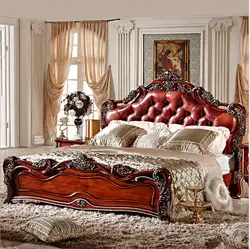 Кровать современные европейские твердой древесины кровать мода резные 1.8 м кровать французский мебель для спальни 6590