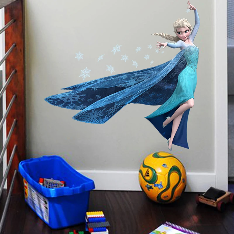 Cartoon Elsa Queen Snowflakes Frozen 2 Movie Wall Stickers For Kids Room Home Decoration DIY Girls Room Anime Mural PVC Poster