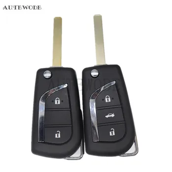 

AUTEWODE Remote Key Shell for Toyota Levin Camry Reiz Highlander Corolla 2/3 Button Flip Key Case FOB COVER Toy48