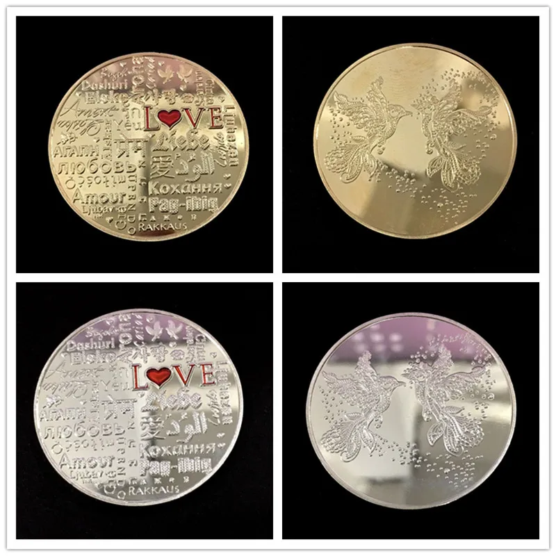 Пара коллекция художественные подарки сувенир Лаки монета памятная монета счастливые любовные слова Романтика