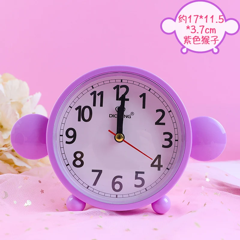 Cute Children's Alarm Clock Simple Multicolor Creative Clock Bedroom Classroom Office Decoration - Цвет: B-purple