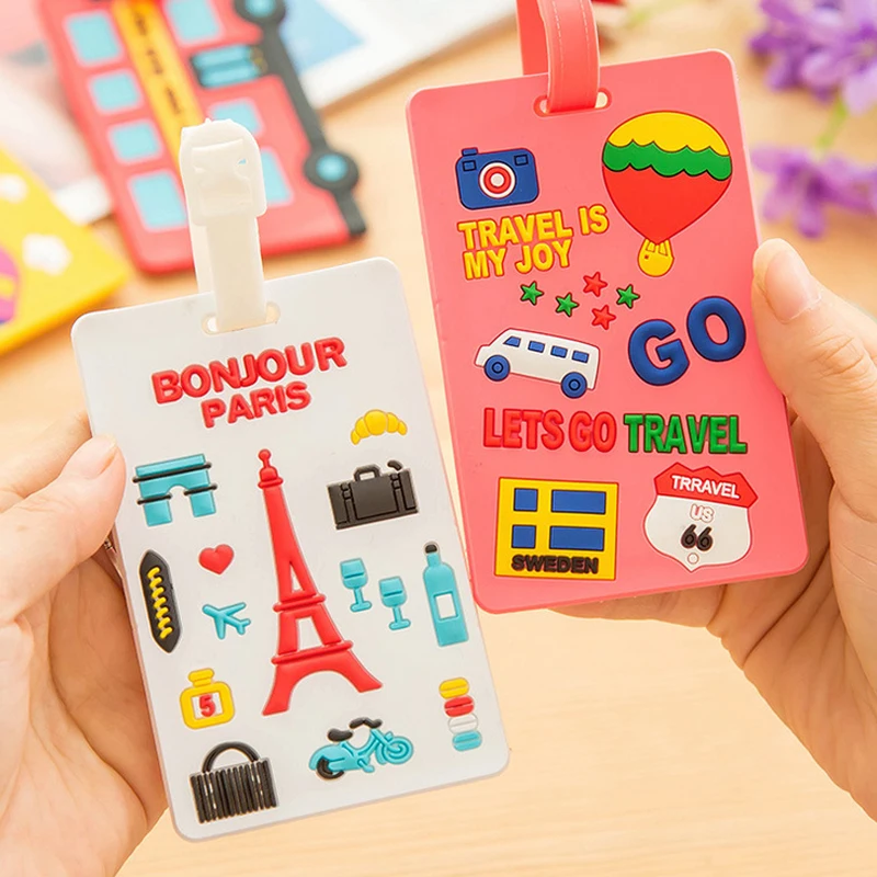 

Fashion Travel Accessories Suitcase Luggage Tag Cartoon Silicone Passengers Name ID Address Baggage Bags Label Identifier Tags