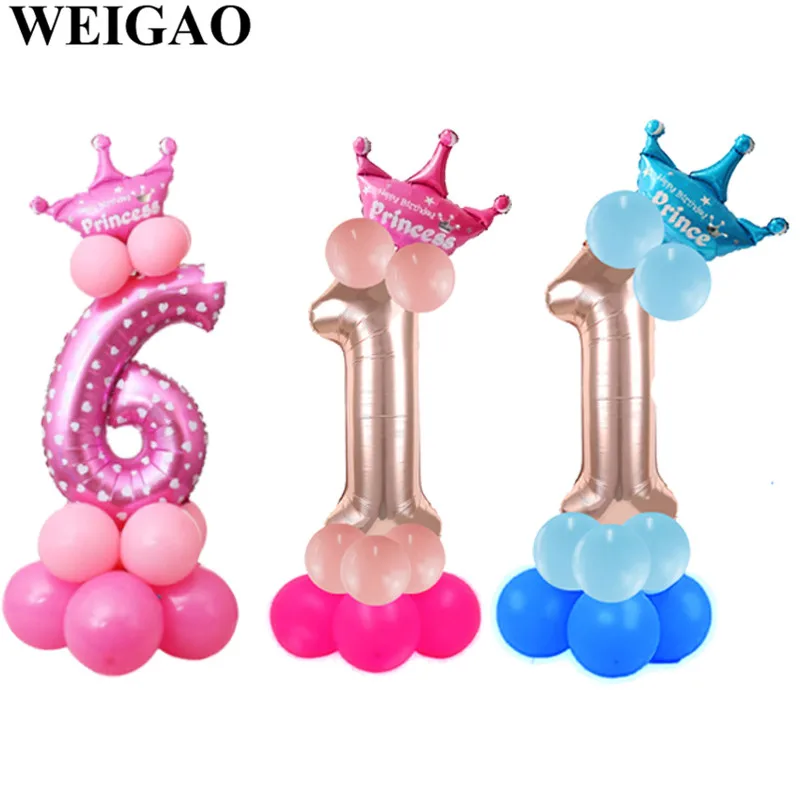 WEIGAO 14 шт. строительные фольгированные воздушные шары с номером декор для 1 го дня