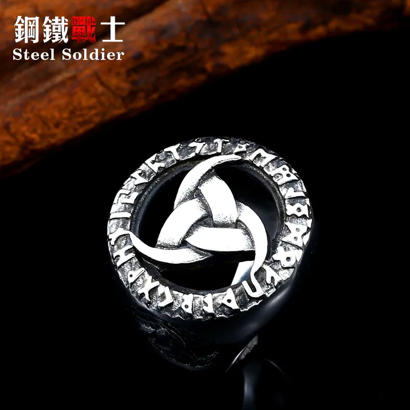 

Viking Celtic design rune talisman stainless steel ring Nordic 316l steel man finger jewelry new arrival dropship