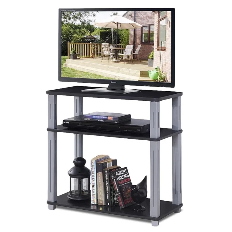 

3-Tier TV Media Stand Component Console Multipurpose Shelf Display Ideal for LCD/LED Flat TVs Durable Plastic Legs HW60181