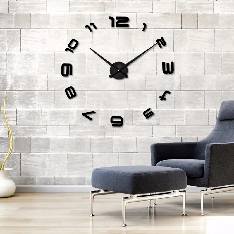 

special large diy quartz 3d wall clock Living Room big acrylic watch mirror stickers modern design home decor wall sticker