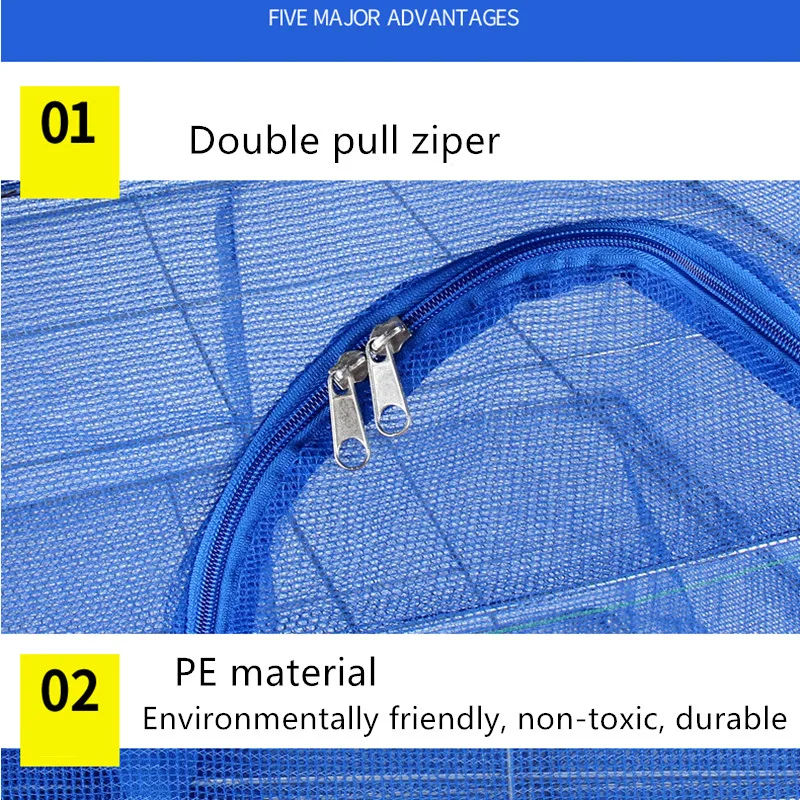 New folding drying fish net fly cage fishing net dry cage drying net drying shrimp and vegetable rack dry goods household tools
