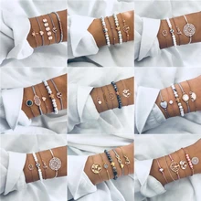 ZORCVENS 5 шт./компл. модные детские костюмы с елочкой в форме сердца диаграмма черепаха Набор браслетов с подвесками для Для женщин Boho Винтаж бусины Браслеты браслеты