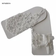 Короткие кружевные свадебные перчатки для невесты с бусинки блестки с открытыми пальцами дешевые невесты Ганц де Noiva Luvas De Renda